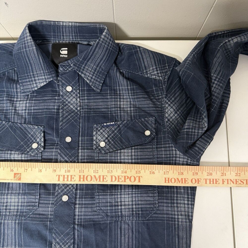 G Star Raw Corduroy Plaid Pearl Snap Button Long Sleeve Shirt Western Men S EUC - Picture 8 of 12